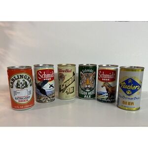 Vintage Beer Can Lot of 6 Schmidt Tiger Head Ale Utica Club Gablingers Fischer